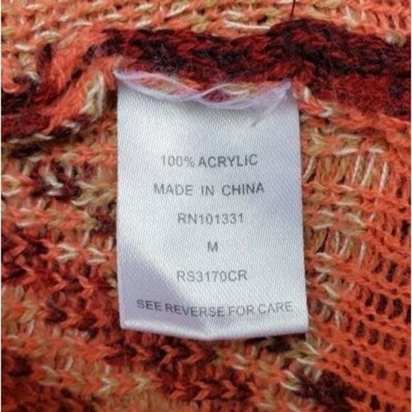 Open front hooded sweater cardigan fringe hem south western Sz Medium M - Picture 8 of 8